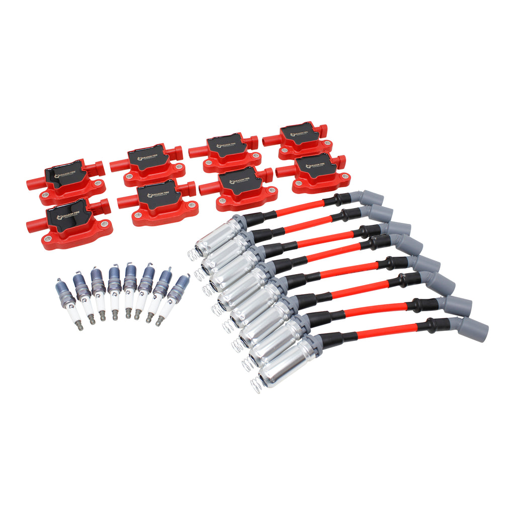 Stage 2 Ignition Kit - 2005-2013  GM LS2/LS3/LS4/LS7/LS9 - SQUARE Coils / 10.5" Plug Wires/ Spark Plugs