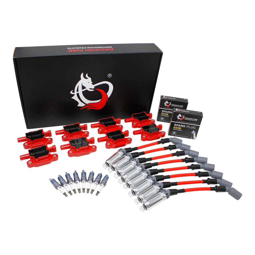 Stage 2 Ignition Kit - 2005-2013  GM LS2/LS3/LS4/LS7/LS9 - SQUARE Coils / 10.5" Plug Wires/ Spark Plugs