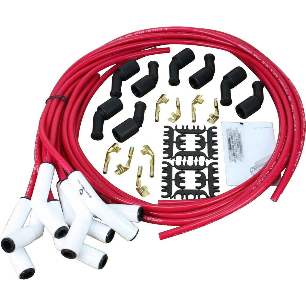 Universal White Ceramic Spark Plug Wire Set - TRANSPARENT RED - Street Series