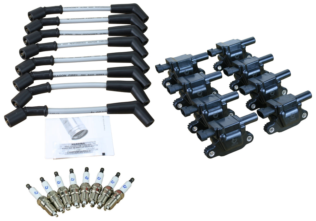 Stage 2 Ignition Kit - 2014-2021 GM CARS/TRUCK LT Gen V - SQUARE Coils / Iridium Spark Plugs / 9.5"  SILVER Plug Wires