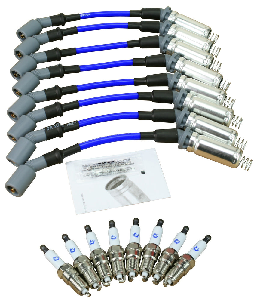 Stage 1 Ignition Kit - 2014-2021 GM CARS/TRUCKS LT Gen V Iridium Plugs / 10.5" BLUE Plug Wires
