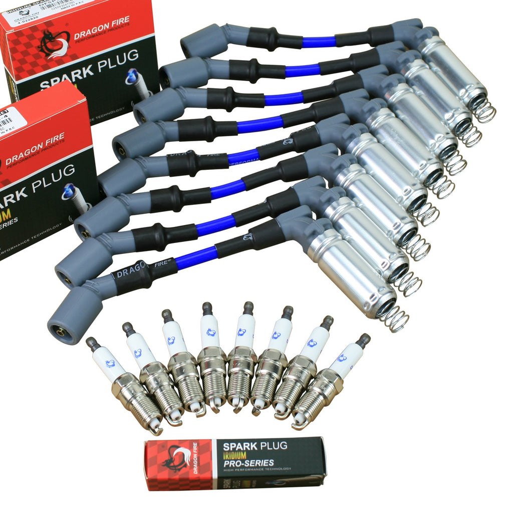 Stage 1 Ignition Kit - 2014-2021 GM CARS/TRUCKS LT Gen V Iridium Plugs / 8.5" BLUE Plug Wires