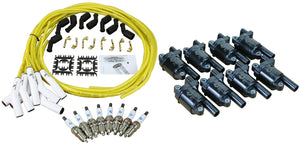 Stage 2 Ignition Kit - 2014-2021 GM CARS/TRUCK LT Gen V - ROUND Coils / Iridium Spark Plugs / Universal Ceramic TRANSPARENT YELLOW Plug Wires