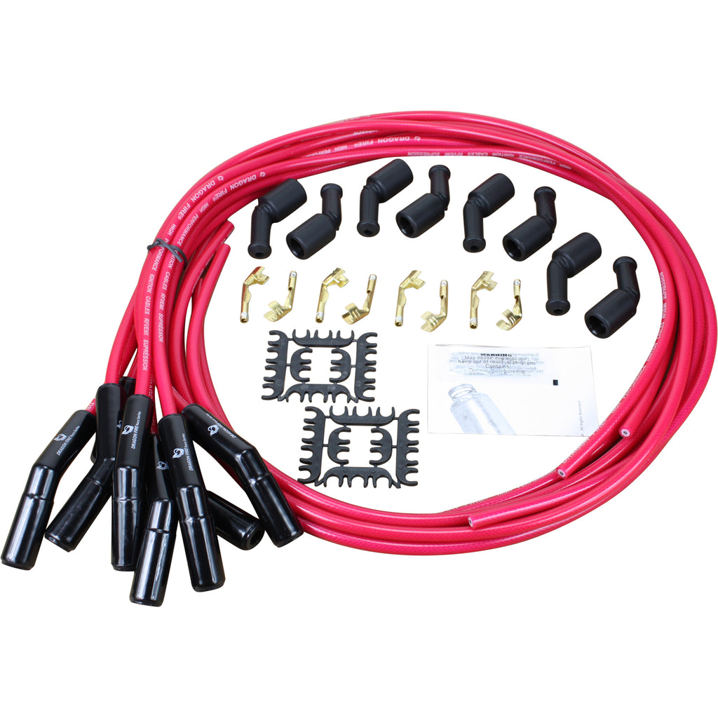 Universal Black Ceramic Spark Plug Wire Set - TRANSPARENT RED - Sport Series