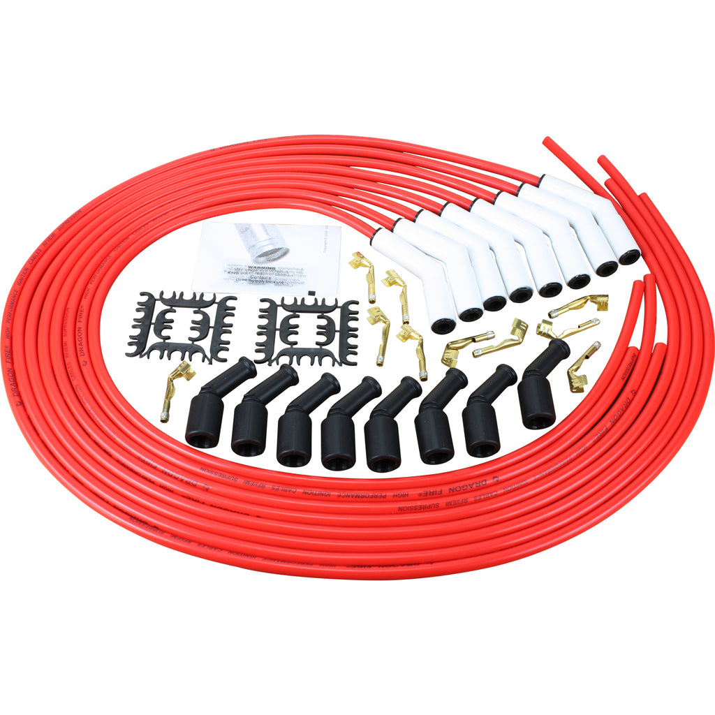 Universal White Ceramic Spark Plug Wire Set - RED - Street Series