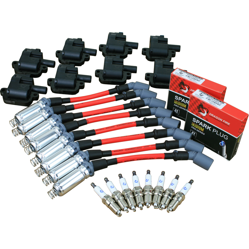 Stage 2 Ignition Kit - 1999-2007  GM CARS/TRUCK LS1/LS6 - SQUARE Coils / 10.5" Plug Wires/ Spark Plugs