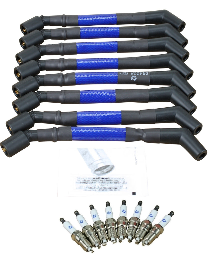 Stage 1 Ignition Kit - 2014-2021 GM CARS/TRUCKS LT Gen V Iridium Plugs / 9.5" BLUE High-Temp Plug Wires