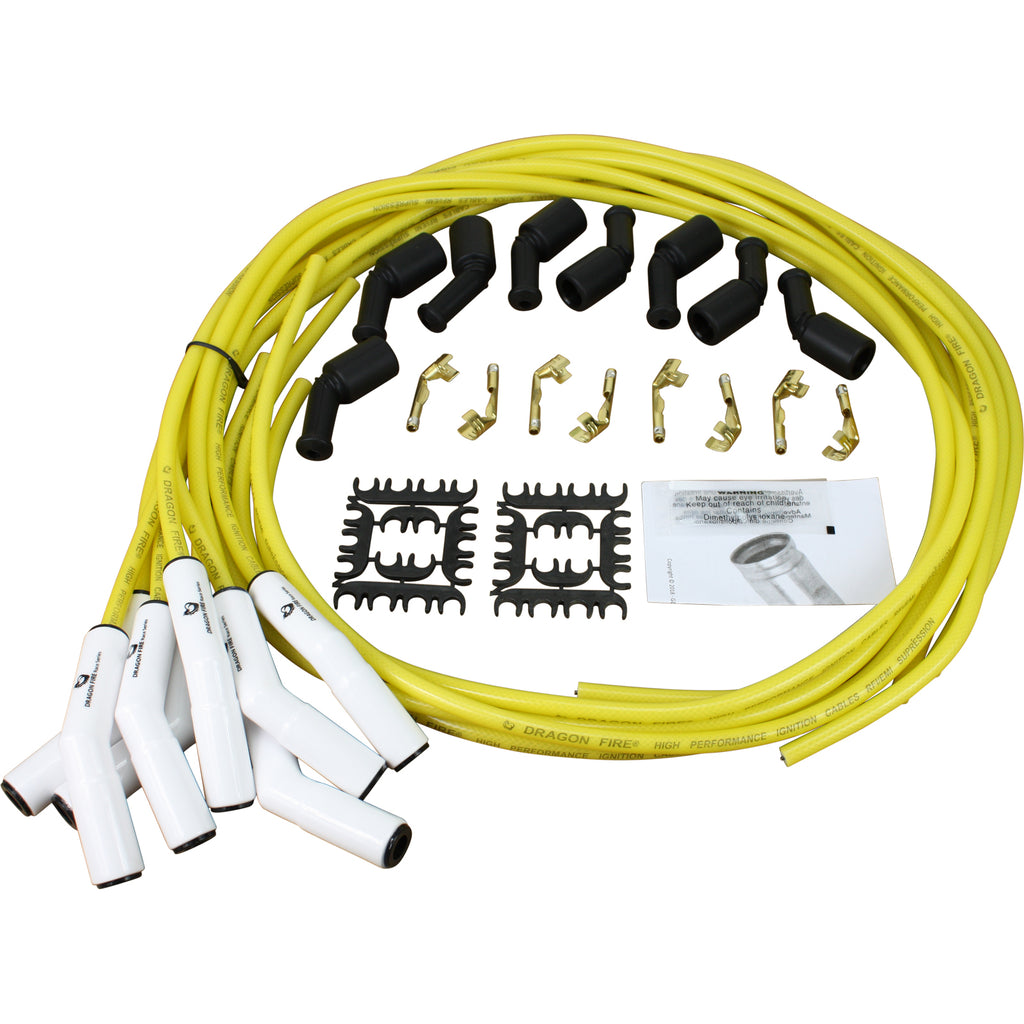 Universal White Ceramic Spark Plug Wire Set - TRANSPARENT YELLOW - Street Series