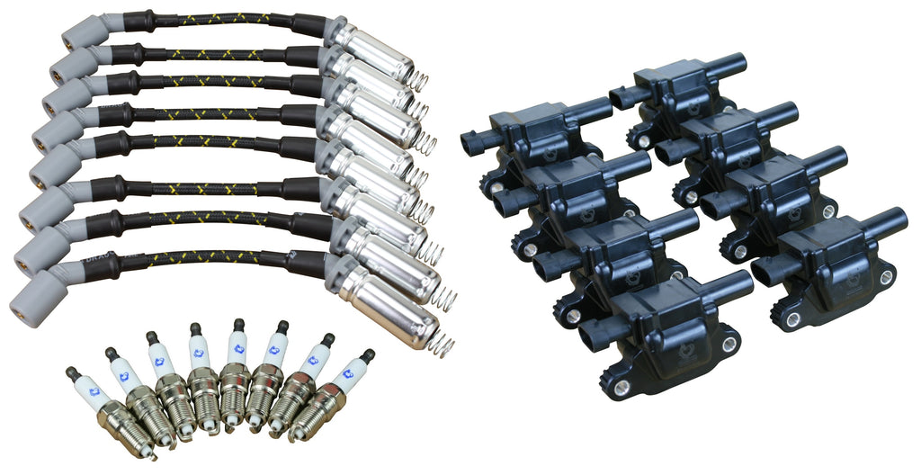 Stage 2 Ignition Kit - 2014-2021 GM CARS/TRUCK LT Gen V - SQUARE Coils / Iridium Spark Plugs / 10.5"  VINTAGE Plug Wires