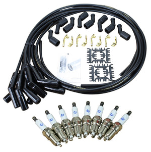 Stage 1 Ignition Kit - 2014-2021 GM CARS/TRUCKS LT Gen V Iridium Plugs / Universal Ceramic 500 Ohm BLACK Plug Wires w/Black Boots