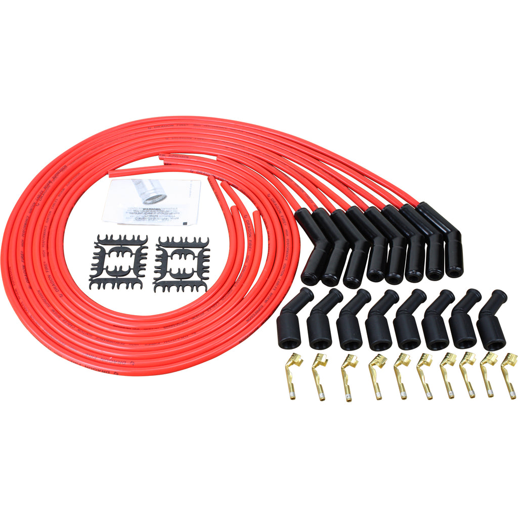 Universal Black Ceramic Spark Plug Wire Set - RED - Street Series