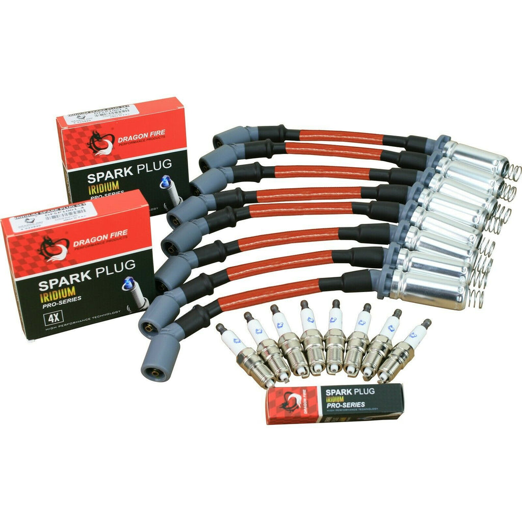 Stage 1 Ignition Kit - 2014-2021 GM CARS/TRUCKS LT Gen V Iridium Plugs / 10.5" RED High-Temp Plug Wires