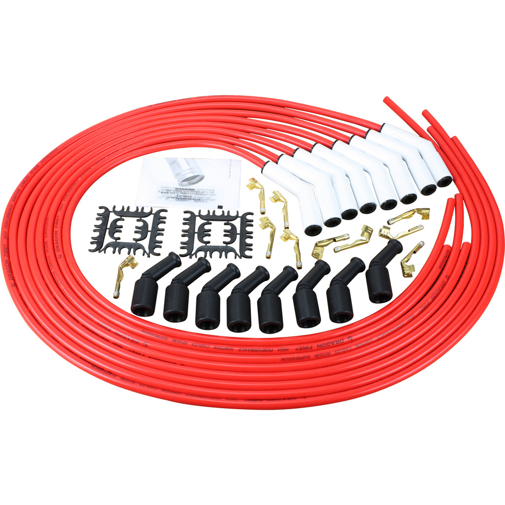 Universal White Ceramic Spark Plug Wire Set - RED - Sport Series