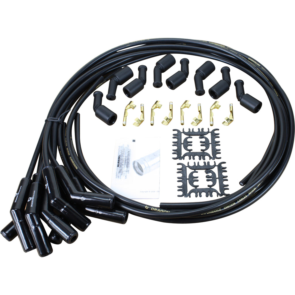 Universal Black Ceramic Spark Plug Wire Set - BLACK - Sport Series