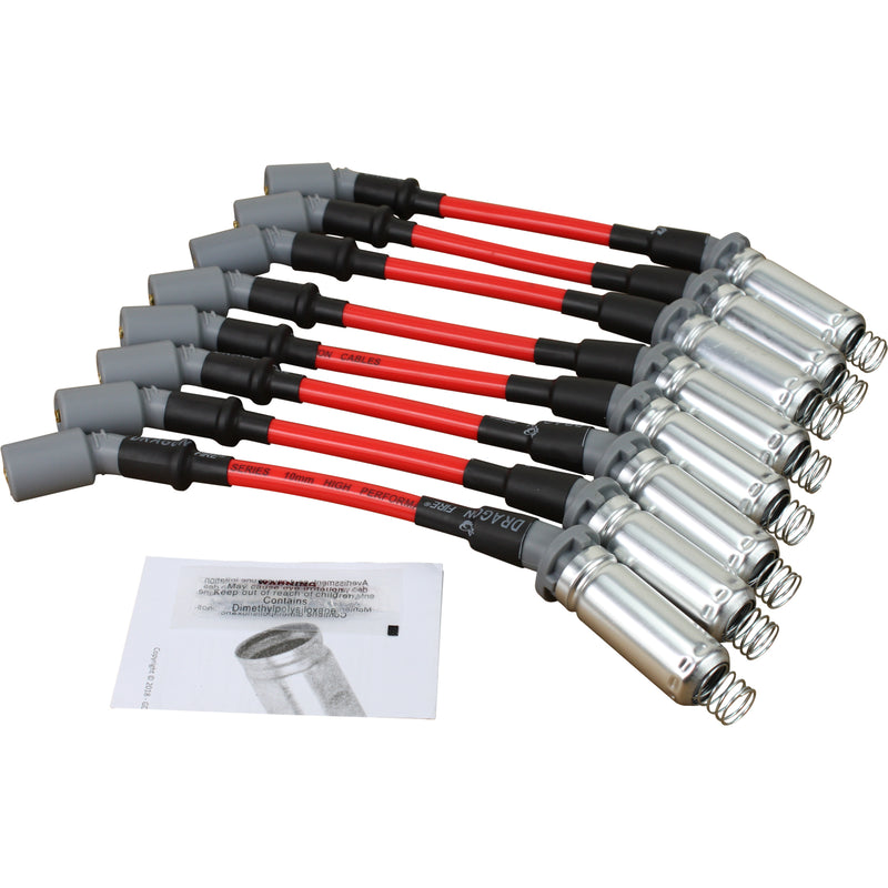 Dragon Fire Performance Street Series 10mm 500 Ohm 10.5 Red Plug Wire Set  With Heat Shields For 99-21 GM Cars Trucks LS LS1 LS2 LS3 LS4 LS7 LS9 V8 –  LS Ignition Pro