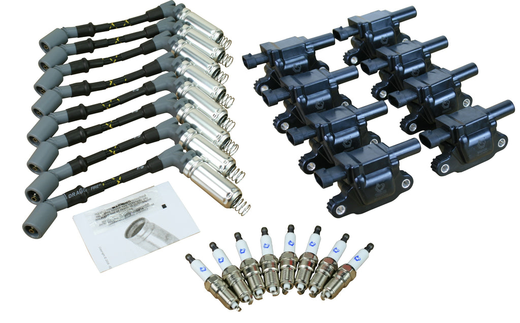 Stage 2 Ignition Kit - 2014-2021 GM CARS/TRUCK LT Gen V - SQUARE Coils / Iridium Spark Plugs / 8.5"  VINTAGE Plug Wires